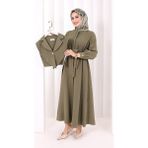 Bym Fashion Yaka Detaylı Ferace Elbise 7066 Haki - 1