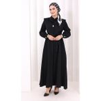 Bym Fashion Yaka Detaylı Ferace Elbise 7066 Siyah - 3