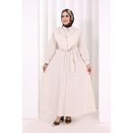 Bym Fashion Yaka Detaylı Ferace Elbise 7066 Taş - 3