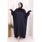 Bym Fashion Yarasa Kol Saten Elbise Şal Hediye 7054 Lacivert - Standart