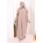 Bym Fashion Yarasakol Elbise Şal Hediyeli 2398 Vizon - Standart