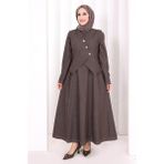 Bym Fashion Yelekli Denim Elbise 6081 Kahverengi - 2