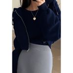 BYMEER Lacivert Fermuarlı Crop Sweatshirt Hırka