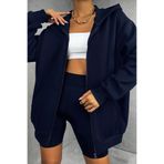BYMEER Lacivert Fermuarlı Oversize Sweatshirt Hırka