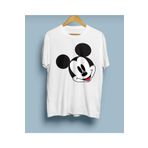 BYMEER Unisex Beyaz Mickey Mouse Baskılı Bisiklet Yaka Oversize T-shirt