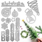 Bymivofun 14 Parça Noel Kesim Kalıp Seti, Kar Taneleri 3D Noel Ağacı Kardan Adam Noel Baba Ren Geyiği Kabartma Şablonları Kendin Yap Koleksiyon Defteri Albüm Kağıt Kart Kek Süsü El Sanatları