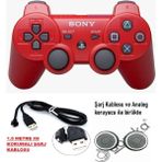 Byoztek Ps3 Dualshock Gamepad Yeni Nesil Kol Controller Oyun Kolu Ps3 + Pc + 1.5 mt Şarj Kablosu - Kırmızı