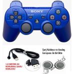 Byoztek Ps3 Dualshock Gamepad Yeni Nesil Kol Controller Oyun Kolu Ps3 + Pc + 1.5 mt Şarj Kablosu - Mavi
