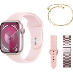 Byrtech D4 Mini Amoled Ekran Silikon + Metal Kordonlu Bileklik Hediyeli 41 mm Watch 9 Mini Akıllı Saat - Pembe