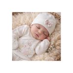 BYS BABY FASHION %100 Pamuklu 5'Li Sevimli Tavşan Desenli Yenidoğan Kız Bebek Hastane Çıkış Zıbın Seti(Kutulu) 0-3 Ay