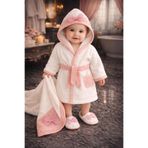 BYS BABY FASHION %100 Pamuklu Yenidoğan Kız Bebek Bornoz Seti 0-2 Yaş Kullanıma Uygundur ( Kutulu )