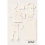 BYS BABY FASHION Mevsimlik Yenidoğan Kız - Erkek Bebek Organik Pamuklu Fitilli 7li Hastane Çıkış Seti Battaniyeli Set
