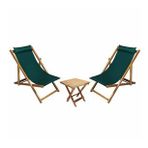 Bysay Ahşap Katlanabilir Taşınır Şezlong. Plaj, Bahçe, Teras, Balkon Şezlongu. 3 Lü Set (haki)