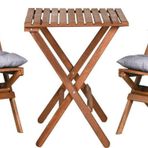 Bysay Ahsap Katlanır Mınderlı 3 Lu Bıstro Set Mutfak Balkon Bahce Masa Sandalye Setı (Cevız-Grı)