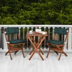 Bysay Ahsap Katlanır Mınderlı 3 Lu Bıstro Set Mutfak Balkon Bahce Masa Sandalye Setı (Cevız-Yesıl)
