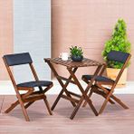 BySay Bysay Ahşap Katlanir Döşeme Minderli 3 Lü Bistro Set Bahçe Takimi (ceviz-antrasit) Antrasit