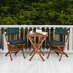 BySay Bysay Ahşap Katlanir Minderli 3 Lü Bistro Set Mutfak Balkon Bahçe Masa Sandalye Seti Ceviz Yeşil
