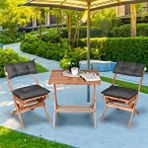 BySay Bysay Ahşap Katlanir Puf Minderli 3 Lü Bistro Set Bahçe Takimi (naturel-antrasit) Antrasit