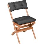 Bysay Puf Minderli Ahşap Katlanabilir Bahçe Mutfak Balkon Teras Sandalyesi (Naturel-Antrasit)