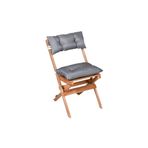 Bysay Puf Minderli Ahşap Katlanabilir Bahçe Mutfak Balkon Teras Sandalyesi (Naturel-Gri)
