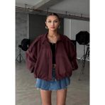 bysedaortac Oversıze Kadın Süet Ceket Trend Bomber Süet Ceket - Bordo