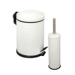 Bysevil Vintage 2 Li Cop Kovasi Cop Kutusu Banyo Seti Cizgili Model Beyaz 5 Litre Ve Wc Fircasi Seti