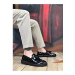 Byshoes BA0005 Bağcıksız Yüksek Taban Siyah Rugan Klasik Püsküllü Corcik Erkek Ayakkabısı