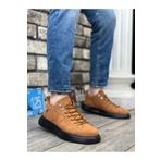 Byshoes BA0331 Bağcıklı Erkek Yüksek Taban Taba Süet Siyah Taban Spor Ayakkabı