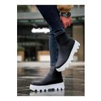 Byshoes Knack Yüksek Taban Chelsea Bot 113 Siyah (Beyaz Taban)