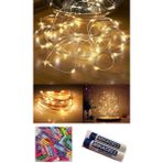 BYSHOME 5 Metre Peri LED 25 Küçük Mandal ve 2 Adet Pil - Sarı