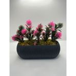 BYSHOME Uzun Gri Saksıda Yapay Çiçek Iğneli Çam Demeti Dekoratif Mutfak Banyo Masa Çiçeği 21X9X7 cm - Pembe