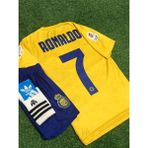 BySportakus Al Nassr 2023/24 Yeni Sezon Cristiano Ronaldo Çocuk Forması Şort Çorap 3'lü Set - Sarı - 3 - 4 Yaş