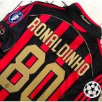 Bysportakus Çok Renkli A.C. Milan 2009/2010 Sezonu Ronaldinho Nostalji Forması - Siyah
