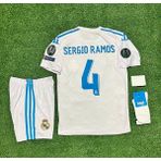 BySportakus Real Madrid 2018 Finali Sergio Ramos Çocuk Forması Şort Çorap Bileklik 4'lü Set - 6 - 7 Yaş - Beyaz