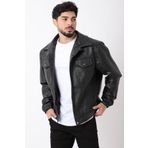 ByTrend Kolu Lastikli Çıtçıtlı Suni Deri Mont STR 5021-Bl 1752_ 50311-1