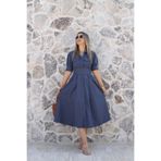 bytugcekaya İndigo Balon Kol Gömlek Elbise