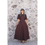 bytugcekaya Kahve Karpuz Kol Puantiyeli Elbise