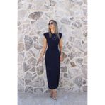 bytugcekaya Lacivert Sıfır Kol Yan Düğmeli Elbise