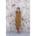 bytugcekaya Olive Sıfır Kol Yan Düğmeli Elbise