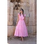 bytugcekaya Pembe Önü Fırfırlı Sıfır Kol Fisto Elbise