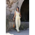 bytugcekaya Sarı Lastik Detay Bluz Pantolon Takım
