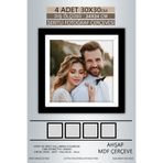 Bytwo 4 Adet 30x30 Çerçeve - Siyah-Beyaz Şeritli Fotoğraf Çerçevesi - Mdf Çerçeve - Kare Çerçeve