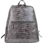 Byz - 222 KROKO GRİ 34X30X12cm SUNİ DERİ BAYAN SIRT ÇANTASI - Altın