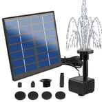 BYZESTY Solar gölet pompası, solar fıskiye, 7 V, 1,5 W su pompası, 6 çeşme stili, bahçe fıskiyesi pompası, yüzen çeşme pompası, su oyunu, kuş banyosu, balık kabı, 160 l/saat