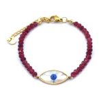 BZ Altın Kaplama Göz Motifli Bordo Mercan Bileklik BLK-879