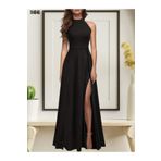 BZ Boutique Halter Yaka Yırtmaçlı Krep Abiye Elbise