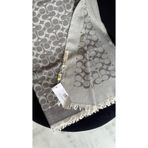 C Desen Yün İpek Şal İnce Kumaş Çift Taraflı Silk Scarfs Taş Gri