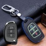 C-Mavi Hyundai Creta I10 I20 Tucson Elantra Santa Fe Için Parlak Deri Araba Uzaktan Kumanda Flip Anahtar Kabuk Kılıfı Oto Anahtarlık Kapak Case - El Dikişi (Yurt Dışından) - araba anahtarı kapağı