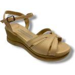 C-Shoes KA02-25 Deri Anatomik Yanları Açık Dolgu Topuk Kadın Sandalet - Bej
