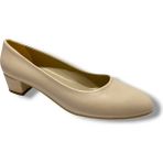 C-Shoes TR30-25 Deri Oval Burun Kalın Topuklu Kadın Ayakkabı 41-42 - Krem